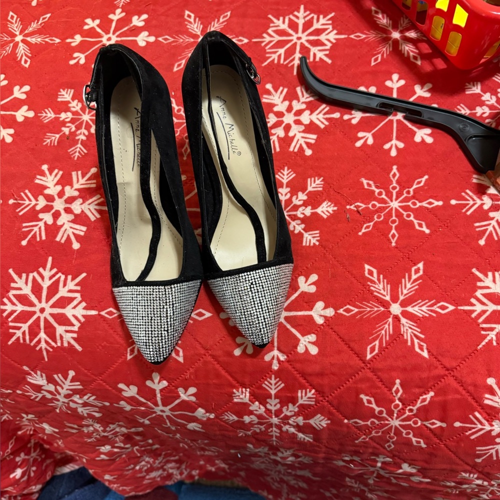 Anne Michelle Black and Silver Heels